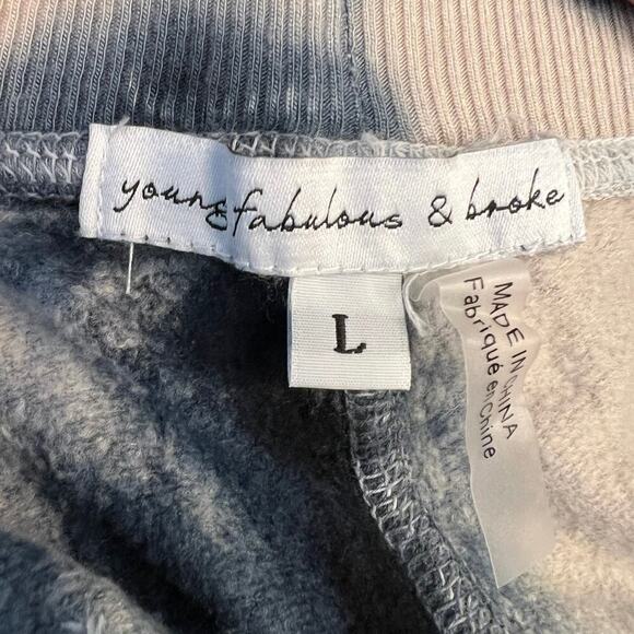 Young Fabulous & Broke Tie Dye Navy & Cream Soft Sweatpants Joggers Size L - Picture 8 of 10